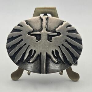 Vintage Metal Belt Bucket with Wings & a Sword